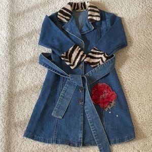🟣 PRICE FIRM 🟣  Little Mass Jean Jacket / Coat / Zebra Collar / 6y
